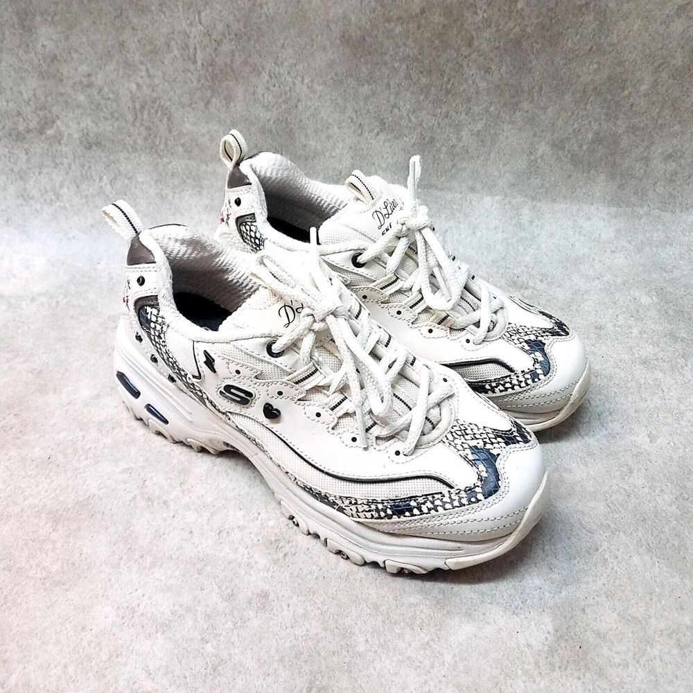 Rare Skechers Womens D'lites Lightning Petals 149111 Size White